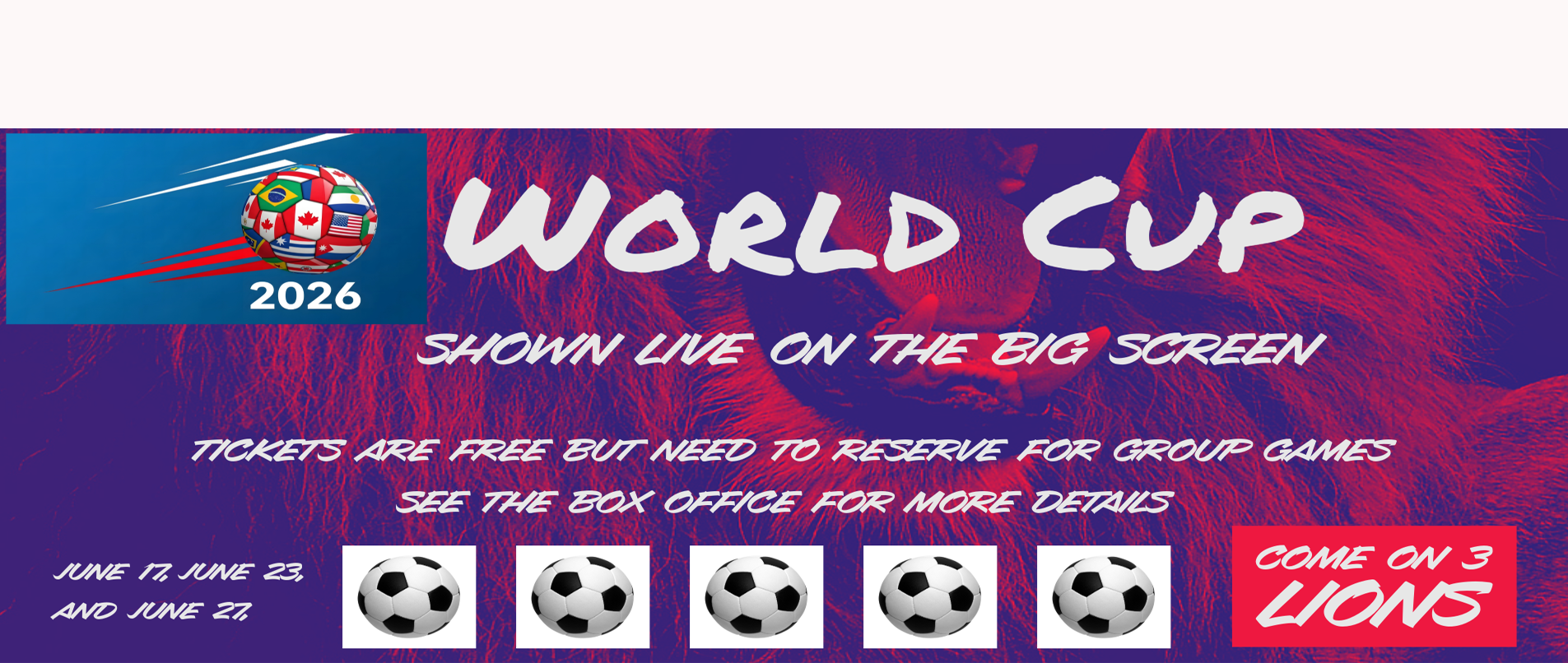 WORLD CUP FOOTBALL at the Festival Drayton Centre